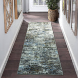 Garvee Hallway Runner Rug 2x6 Feet Modern Abstract Washable Runner Rug, Non-Slip Stain Resistant Area Rug Contemporary Aesthetic Kitchen Mat Entryway Carpet Rug for Bedside, Blue/Grey - Blue/Gray