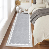 Garvee Modern Grey 2x6 Scalloped Rug Runners for Hallways, Solid Runner Rugs Non Slip Scalloped Bath Runner, Washable Rug for Bedroom Girls, Mat for Kitchen Floor Soft Dorm Nursery Carpet for Bedside - Gray