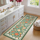 Garvee Bathroom Runner Rug 2x6 Machine Washable Non-Slip Kitchen Runners for Hallways Soft Low Pile Lightweight Long Carpet Rugs Farmhouse Indoor Floor Mat for Bedroom, Bathroom Green - Green
