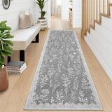 Garvee Washable 2x6 Runner Rugs for Bathroom Floral Kitchen Rug Neutral Scalloped Carpet, Non-Slip Hallway Rug Stain Resistant Modern Low-Pile Carpet for ‎Laundry Bedside Entryway(2x6ft,Grey) - Gray