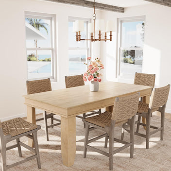Garvee Farmhouse 71" Wood Rectangular Dining Table with L-Shaped Legs Suitable for 6-8 People for Dining Room, Natural