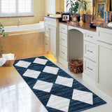 Garvee Washable Rugs 2x6 Runner Rug for Bedroom Distressed Checkered Living Room Carpet Geometric Entryway Rug Low Pile Office Rug Neutral Soft Nursery Rug Modern Trellis Accent Rug Blue - Dark Blue