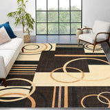 Garvee Modern Brown 5x7 Washable Rug Modern Geometric Area Rug Non Slip Rug Low Pile Accent Throw Rugs Stain Resistant Indoor Floor Carpet for Living Room, Brown - Brown