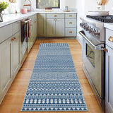 Garvee Runner Rug 2x6 Hallway Runner Rug Boho Washable Entryway Runners Indoor Soft Non Slip Floor Mat Low Pile Non-Shedding Kitchen Rug Laundry Long Rug Runner for Living Room Bedroom Bedside Blue - Blue