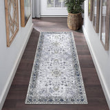 Garvee Runner Rug 2x6 Feet Washable Vintage Medallion Hallway Runner, Non-Slip Stain Resistant Area Rug Traditional Distressed Kitchen Mat Entryway Carpet Runner for Doorway Bedside, Grey - Gray