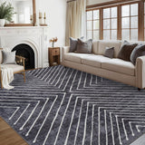 Garvee Large Area Rug 10x13 Living Room Rug Indoor Non Slip Geometric Large Bedroom Area Rug Stain Resistant Modern Dining Room Throw Rug Low Pile Contamporary Carpet for Office Home Decor, Dark Grey - Dark Gray