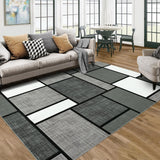 Garvee Area Rugs 9x12 Living Room Machine Washable Rugs Geometric Modern Rug Non Slip Rug Contemporary Carpet for Bedroom Soft Large Rug Stain Resistant Floor Mats Classroom Office Rug - Gray