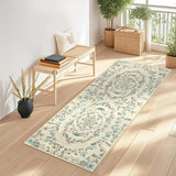 Garvee Modern Floral Beige 2x6 Rug Washable Kitchen Runner Rug Stain Resistant Easy Cleaning Throw Carpet With Non-Slip Backing Non Shedding Low Pile Floor Cover For Hallway Laundry Bedroom - Beige