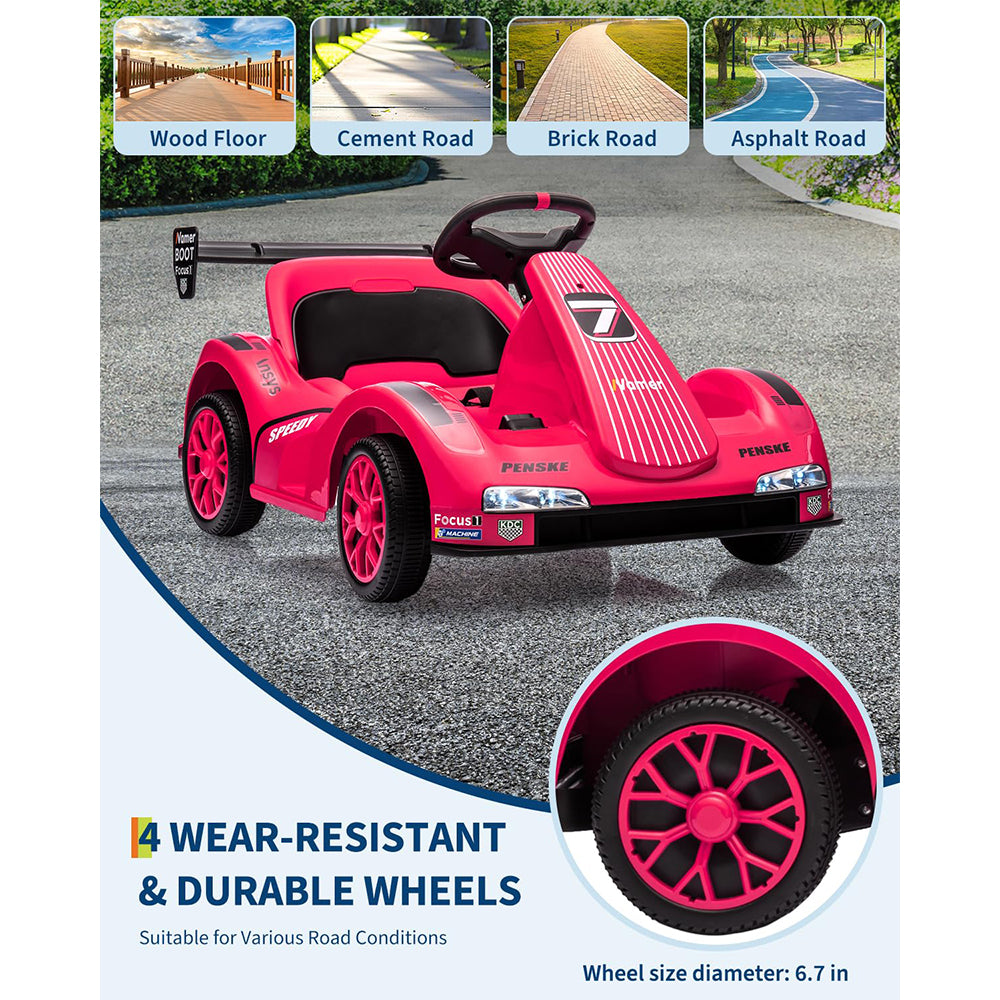 Garvee Kids Go Kart Ride On Drift Kart Dual Motors Battery Powered Outdoor Racing Toy Boys Girls 2 Mph