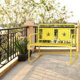 Garvee Outdoor Indoor Patio Rocking Chair，2-Person Patio Swing Iron Frame Rocking Chair with Star Design with 250LBS Support for Backyard (Lemon Yellow, Iron Patio Rocking Chair) - Lemon Yellow