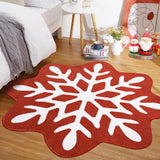 Garvee Snowfake Rug 3FT Christmas Rug Living Room Rug Machine Washable Non Slip Bedroom Decor Red Christmas Area Rug Small Kids Rug Soft Floor Mats Low Pile Stain Resistant Carpet 3'x3' Snow Flake - Snowflake Red