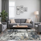 Garvee 6x9FT Washable Modern Abstract Area Rug - Low Pile, Stain Resistant Carpet for Living Room, Bedroom, Dining Room, Grey - Gray