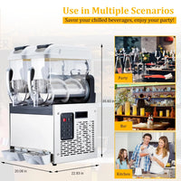 Garvee Commercial Slushy Machine 24L Double Tank , 700 Watts Rapid Refrigeration & Blending , Stainless Steel & PC , Easy Maintenance & Considerate Features , Restaurants Cafes Bars