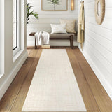 Garvee Washable 2x6 Runner Rugs for Hallways, Kitchen Area Rug with Non Slip Backing, Modern Abstract Neutral Solid, Cream, Soft Carpet - Off White