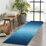 Garvee Modern Runner Rug – Non-Slip Low-Pile Indoor Carpet, Oil Painting Style for Entryway, Hallway, Bedroom, Bathroom, Office, Gradient blue Area Rug - Blue