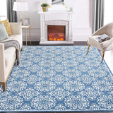 Garvee Modern Floral Area Rugs 6x9 Living Room Rugs Large Machine Washable Rug Non Slip for Bedroom Vintage Print Rug Soft Faux Wool Floral Rug Non Shedding Throw Carpet for Dining Room Office Blue - Blue