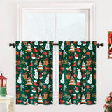 Garvee Christmas Tier Curtains, 36-Inch Length Christmas Snow Man Window Curtains, Boho Xmas Short Curtains for Window Kitchen Living Room Bathroom Home Decor Rod Pocket Cafe Curtains, 2 Panels - Snowman Green