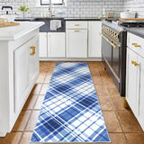 Garvee Runner Rug 2x6 Modern Plaid Area Rug Washable Rug Indoor Soft Entryway Runners Non Slip Kitchen Laundry Runner Rug Plaid Printed Accent Rug for Living Room Bedroom Fireplace Blue - Blue