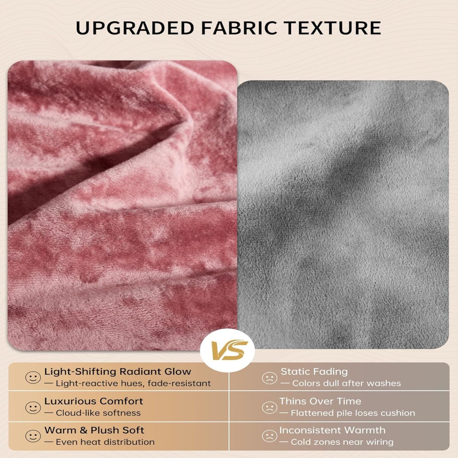 Garvee Queen Size Heated Blanket with Dual Control, Velvet Soft Fast Heating Blankets Queen, 4 Heat Settings & 10H Auto Off, Machine Washable, ETL Certified Electric Blanket, 84" x 90" Pink