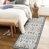 Garvee Boho Rug 2x6 Vintage Runner Rug Medallion Entryway Mat Indoor Oriental Floral Rug Tribal Distressed Hallway Runners Bedside Runner Rug Laundry Mat Kitchen Runners Washable Rug Blue - Oriental Blue