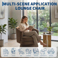 Garvee 360° Swivel Barrel Accent Chair with Lumbar Pillow, Soft Upholstered Single Armchair, Round Base for Living Room/Bedroom/Vanity - With lumbar pillow | velvet | coffee color