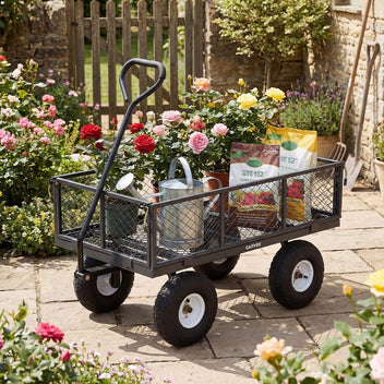 Garvee Versatile Outdoor Utility Cart - 800LBS Heavy-Duty, 10" All-Terrain Pneumatic Tires, Easy Maneuverable Lawn Cart with Removable Mesh Panels for Gardening & Landscaping, Grey