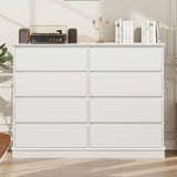 Garvee White 8 Drawer Dressers for Bedroom, Chest of Drawers with Deep Drawers, Large Double Dresser for Closet with Wide Top, Horizontal Wooden Dresser for Living Room, Hallway, Kids Room - White