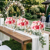 Garvee Artificial Peonies Flowers with Vase, Mixed Pink Silk Peony Bouquet for Wedding, Home Decor, Table Centerpiece, Clear Glass Vase - Pink Silk Peony