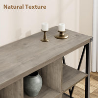 Garvee Console Table, Rustic 3 Tier Sofa Table Behind Couch, Industrial Metal Entryway Table with Storage Shelf, Farmhouse Wooden Foyer Hallway Table for Entry Living Room,Grey.