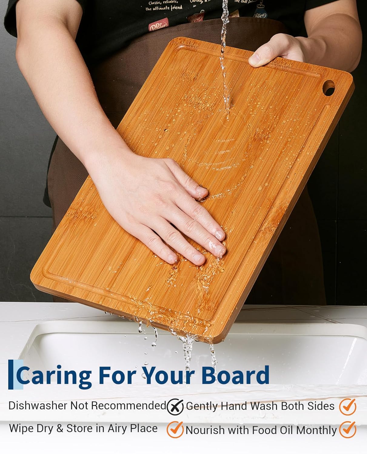 Garvee 3-Piece Deep Carbonized Bamboo Cutting Board Set with Holder – Multi-Size Butcher Block for Kitchen, Deep Juice Grooves, Built-in Handles, Chopping Boards for Vegetables, Fruit, meat and cheese board board (15x10, 12x8, 9x6 Inch) – Deep carbonized