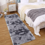 Garvee Fluffy & Sheepskin Deep Grey Tie-Dye 2x8 Faux Fur Shag Rug, Non-Slip Tie Dye Plush Fuzzy for Bedroom Kids Nursery Dorm - Tie-Dyed Dark Gray