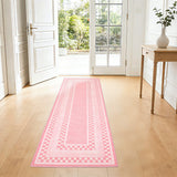 Garvee Area Rug 2x6, No Slip Washable Checkered Pattern Rug for Living Room Bedroom Dining Room, Pink, Low-Pile Design, Durable & Soft - Pink