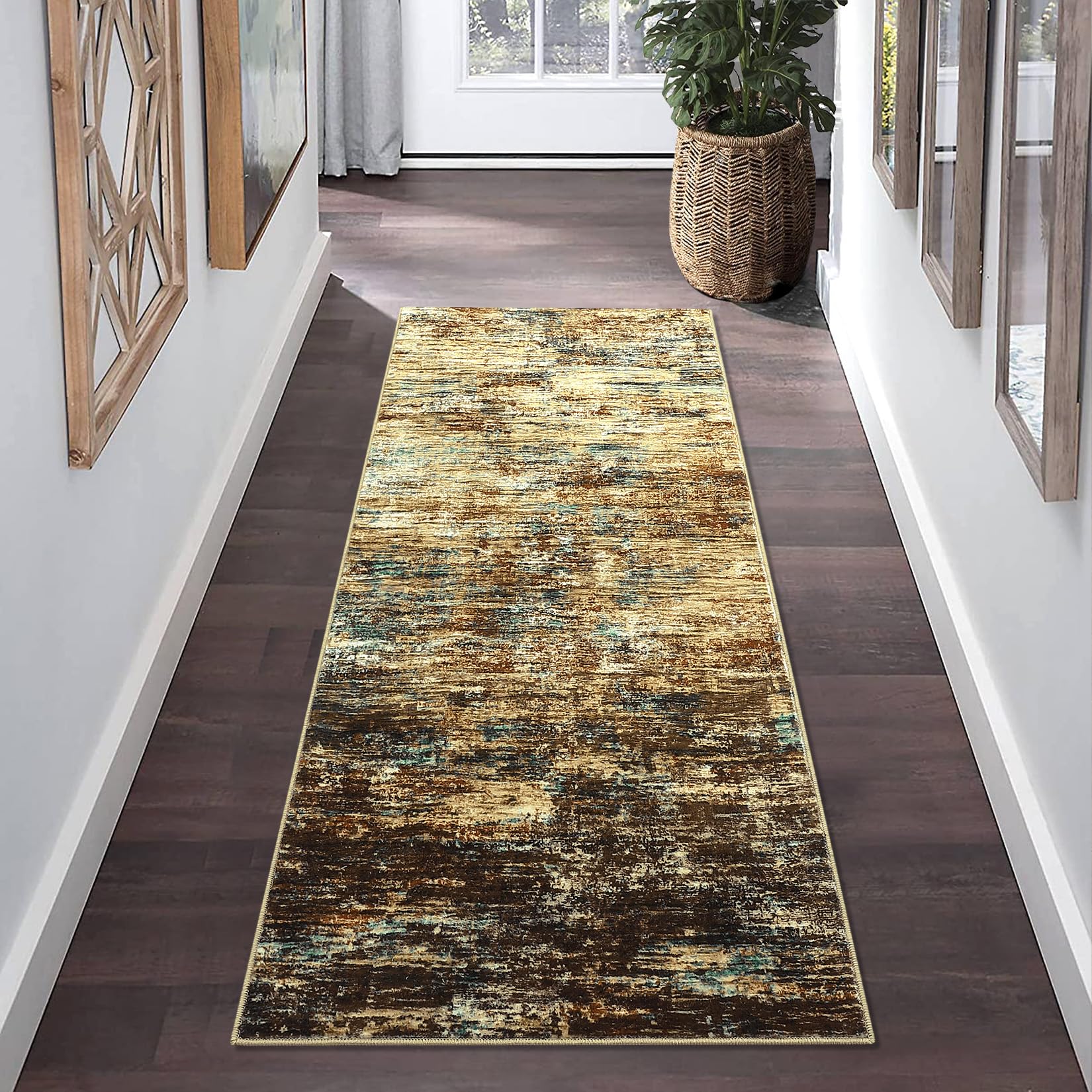GARVEE Hallway Runner Rug - Modern Abstract Design, Non-Slip, Washable