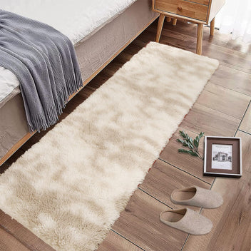 2x6 plush area rug, beige tone, cozy and modern design for kitchens and bedrooms.