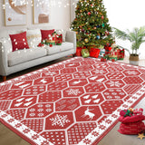 Garvee Christmas Rug Washable Area Rugs 4x6 Rug for Living Room Non Slip Soft Non Shedding Throw Rugs Stain Resistant Room Decor Carpet for Dining Room Geometric|Red 4'x6' - Geometric|red