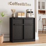 Garvee 31.5" Sideboard Buffet Cabinet with 2 Doors and 2 Drawers for Dining Room, Black - Black