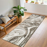 Garvee 2x6 Washable Runner Rug Modern Abstract Design For Kitchen Hallway Bedroom Taupe - Taupe