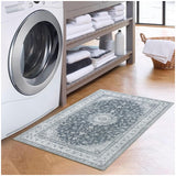 Garvee Boho Distressed Runner Rug Mat Machine Washable Vintage Entryway Runner Rug Indoor Low-Pile Non-Slip Waterproof Hallway Runner Rug Mat for Home Office, 2' x 8' Dark Grey - Black