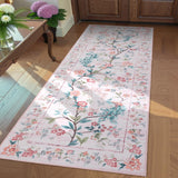 Garvee 2x6 Washable Runner Rug Soft Floral Peacock Kitchen Runner Non Slip Backing Entryway Rug Stain Resistant - Pink