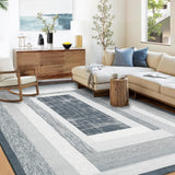 Garvee Washable Rug 5x7 Area Rugs for Living Room Abstract Geometric Floor Cover for Dining Room Office Easy-Cleaning Area Rug Non Slip Kitchen Rug Soft Area Rug for Bedroom Nursery,Red,Grey - Gray