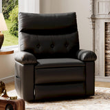 Garvee Recliner Chair for Adults, PU Leather Manual Recliner with Side Pocket, Lazy Chair with 1.5X Sponge Comfort Arm and Back for Living Room, Bedroom, Black - Black