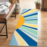 Garvee Kids 3x8 Long Hallway Rug, Minimalist, Machine Washable, Anti-Slip, Bohemian, Decorative, For Living Room, Bedroom, Kitchen, Blue - Blue