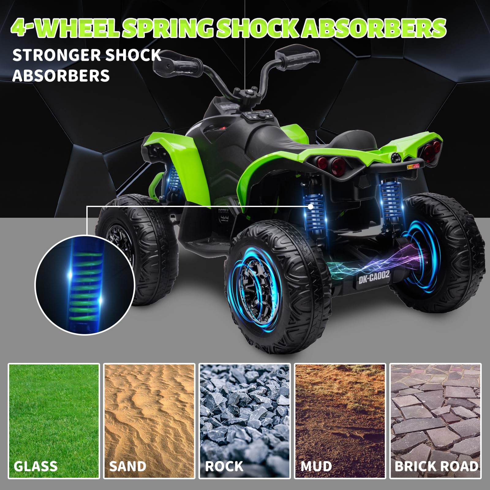 Kids ATV, 12V Ride on Toy Car Bombardier Licensed BRP Can-am 4 Wheeler Quad Electric Vehicle, w/LED Lights, Spring Suspension, Bluetooth, Music, USB, Treaded Tires, White