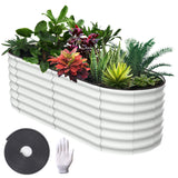 Garvee 6' X 3' X 2' Galvanized Raised Beds for Outdoor, Oval Raised Garden Bed with Open Base, Tool-Free Assembly Planter Raised Boxes for Outdoor Vegetables & Flowers, White - White