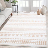 Garvee 8x10 Washable Area Rug Taupe - Large Living Room Geometric Moroccan Tribal Boho Accent Carpet Non-Slip Stain Resistant Indoor Floor Cover - Taupe