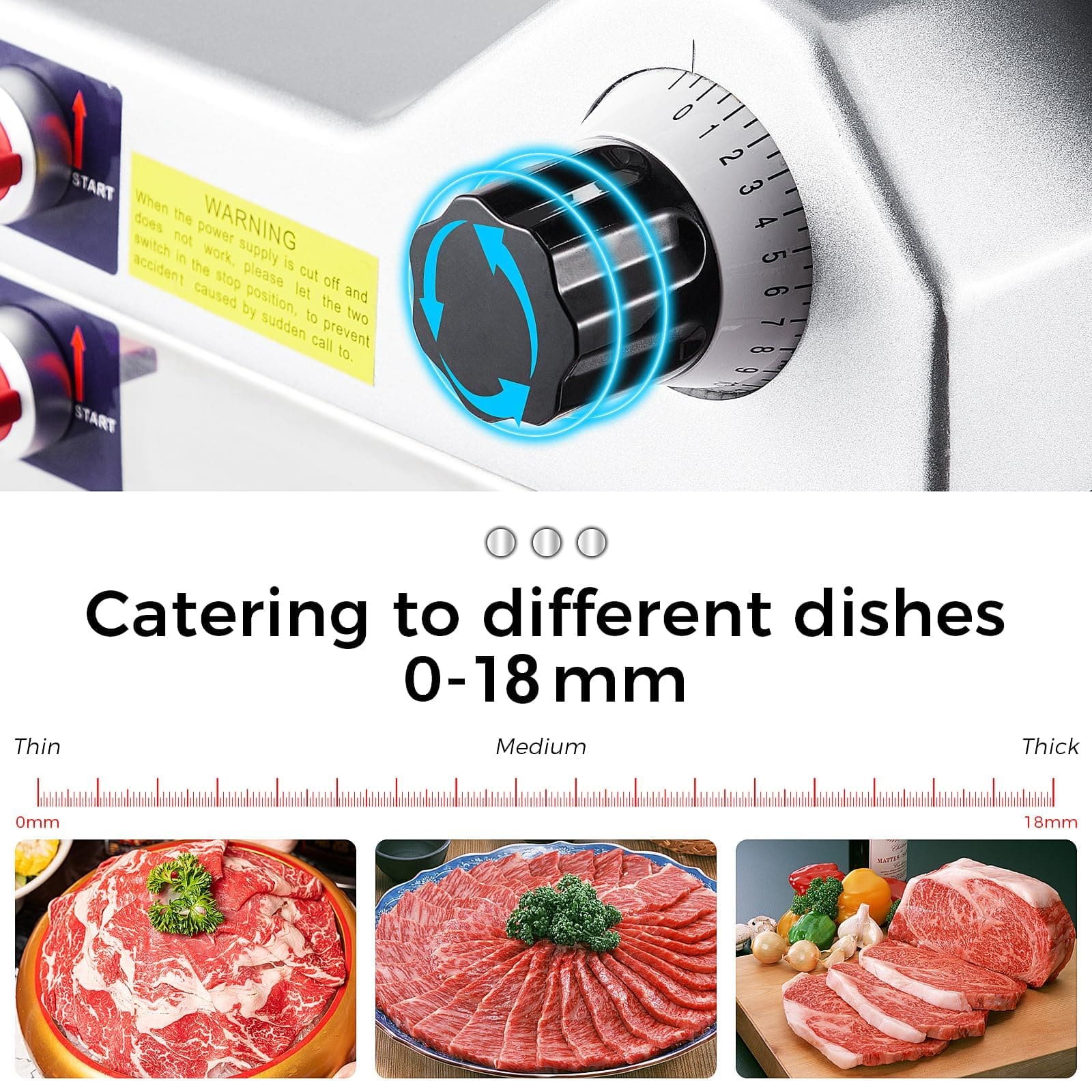 12" Electric Meat Slicer, 0-18mm Adjust, Home & Commercial