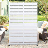 Garvee 6x4FT Outdoor Metal Privacy Screen Louvered Decorative Fence Steel Garden Divider White for Patios, Gardens, Balconies, Backyards - Venetian Style - White