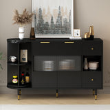 Garvee Rotating Storage Cabinet With 2 Drawers 2 Doors Built-in Shelves 2-Layer Turntable Metal Legs For Living Room Hallway Balcony Study Black