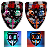 Garvee LED Purification Mask 2-Pack - Novel and Creepy Role Play - Party Supplies - Blue Red + Green Purple - Style2