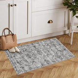 Garvee Washed Back Low Pile Area Rug 2x3ft Non Slip Washable Carpet for Living Room Bedroom Kitchen Grey - Gray